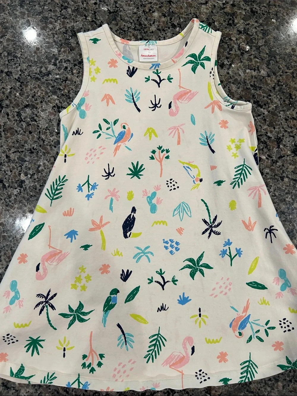 Hanna Andersson Cream Tank Dress with Pink, Green, Blue and Yellow Prints